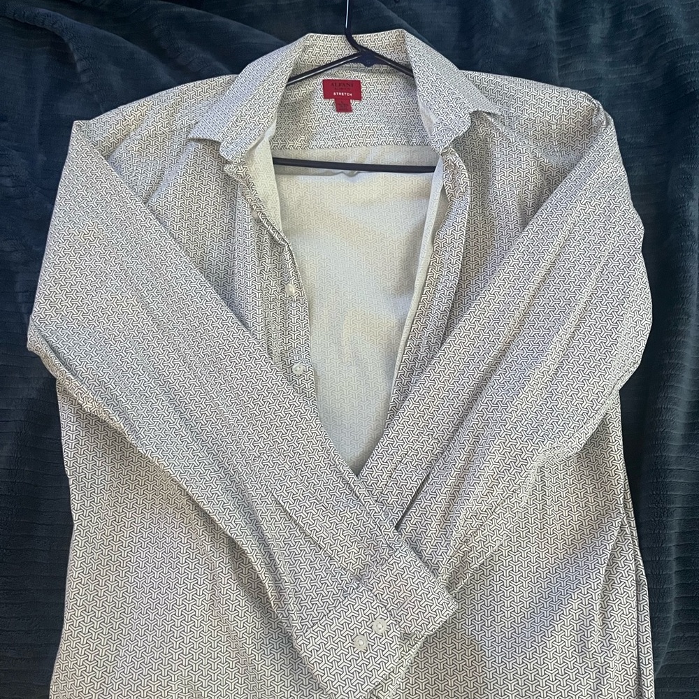 Alfani Gray Casual Button Down Shirt Lightweight Cotton Blend